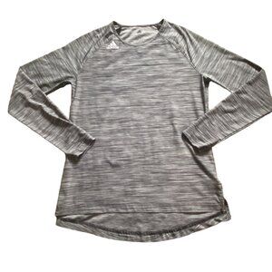 Adidas Womens Long Sleeve Athletic Shirt-Moisture Wicking-Charcoal Gray-Size M-G